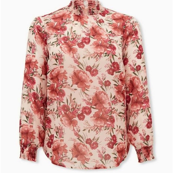 Torrid Chiffon Smocked Mock Neck Blouse - Picture 2 of 4